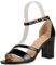 VAN HILL Damen Sandaletten Riemchensandaletten Blockabsatz Schuhe Elegante Lack Absatzschuhe Kunstleder High Heels 203044 Schwarz Lack Elegant 40