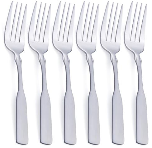 FULLYWARE Tenedor de Cena de Acero Inoxidable, 7.6 Pulgadas, Juego de Cubiertos de Metal, 6 Piezas