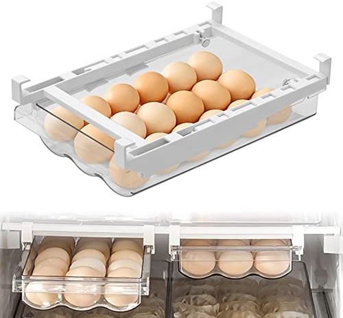 MDHAND Schubladen Eierhalter, Eierhalter Kühlschrank mit Gleitschiene und Griff, Frigerator Ei Organizerund und spart des Kühlschrankplatzes, latz für bis zu 18 Eier (Ei-Veranstalter)