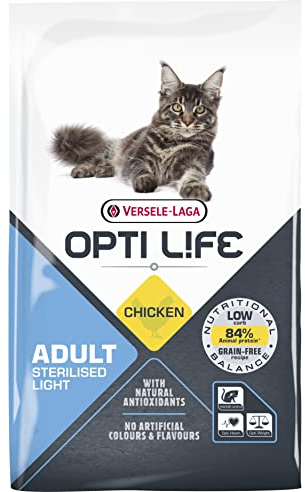 VERSELE LAGA – Opti Life Adult Sterilisiertes/Light-Katzenfutter – ohne Getreide – mit Huhn – 7,5 kg