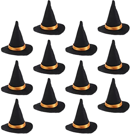 Toyvian 12 Stück Mini- Filz- Hexenhüte Halloween- Mini- Hexenhüte Halloween- Weinflaschenabdeckungen Hexenhut Flaschenaufsatz für Halloween- Party- Dekoration DIY- Handwerk