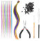 50 extensiones de pelo de plumas sintéticas coloridas; con pinza de hierro, gancho y hebilla, 100 hebillas de silicona, ganchillo; conjunto de extensión de pelo sintético para mujeres, niñas