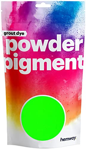 Hemway Grout Powder Pigment UV Fluorescent Light Green 50g | Coloured Dye for Grout, Cement, Concrete, Mortar, Plaster, High Colour Saturation