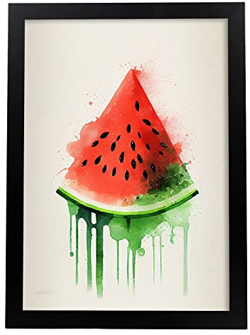 Nacnic Vollfarbiges Wassermelone 1 Poster. Illustrationen von Obst, Gemüse und gesunder Ernährung im urbanen Kunst Stil. Innenarchitektur und Dekoration. A3.