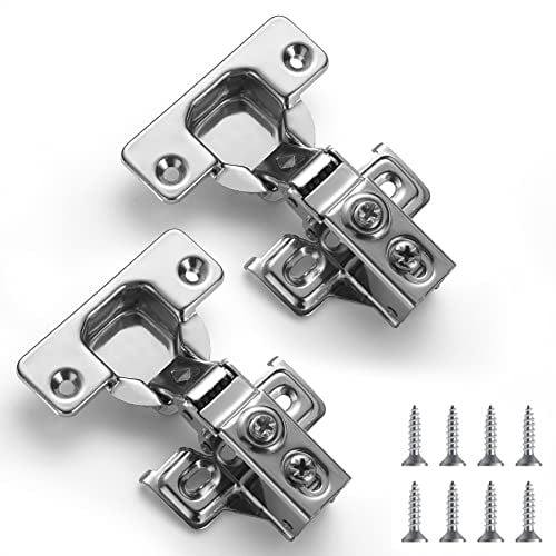 Evanda Bisagras para armario, 2 Paquete de bisagras de acero inoxidable de cierre suave, para la bisagra de la puerta del gabinete de cocina, con tornillos de montaje
