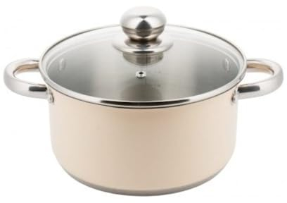 Luckyberg bunter Topf aus Edelstahl| Fassungsvermögen von 1,0l bis 6,0l; 3 Farben: Schwarz, Rot und Creme, mit Glasdeckel mit Dampfloch, für alle Herdarten, Fleischtopf, Gemüsetopf, Kochtopf