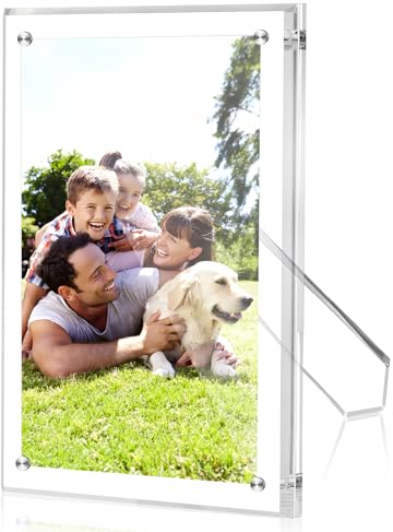 lalago A4 Acryl Magnetische Bilderrahmen,21 * 30cm Bilderrahmen zum Aufstellen, Doppelseitig Fotorahmen zum Vertikalen oder Horizontalen Aufstellen