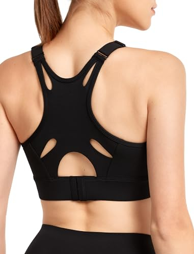 Yvette Verstellbar Sport BH Starker Halt Große Größen 2024 Neu Fitness Joggen Bra, Schwarz, 4XL Große Größen