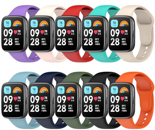 CHANRASI 10 Pezzi Cinturino Compatibili con Xiaomi Redmi Watch 3 Active, Cinturini di Ricambio per Xiaomi Redmi Watch 3 Active Bracciale.