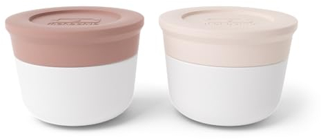monbento - Pot Sauce à Emporter MB Temple S rose Moka/rose Natural - 2 Petits Pots à Sauce Plastique avec Couvercles Hermétiques - Boites pour Sauce 2x10ml - Compatibles avec Lunch Box Rose