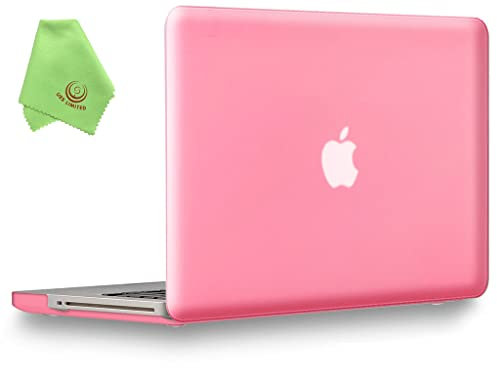 UESWILL Compatible with 2008-2012 MacBook Pro 13 inch Case Model A1278, with CD-ROM, Smooth Matte Hard Shell Case Cover + Microfibre Cleaning Cloth, Pink
