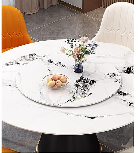 Lazy Susan aus Schiefer für den Esstisch, Lazy Susan aus Marmor für den Drehteller auf der Arbeitsplatte, drehbare Servierplatte (Muster können variieren) (Farbe: D hell, Größe: Ø 60 cm/24 Zoll)
