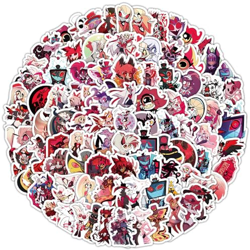 100 Hazbin Hotels Aufkleber Wasserdichte Graffiti Stickers, Anime Hazbin Angel Dust DIY Gepäck Kühlschrank Laptop Skateboard Aufkleber Personalisierte Kombination Nicht Wiederholt, Mehrfarbig