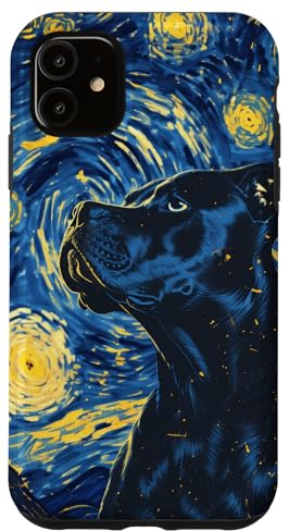 Hülle für iPhone 11 Pitbulls Deeply Hued Dog Van Gogh Sternennacht