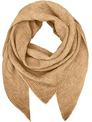 TMK Weiches und leichtes Unisex-Dreieckstuch aus 100% Baumwolle cod.9485 (Vintage, Kamel)