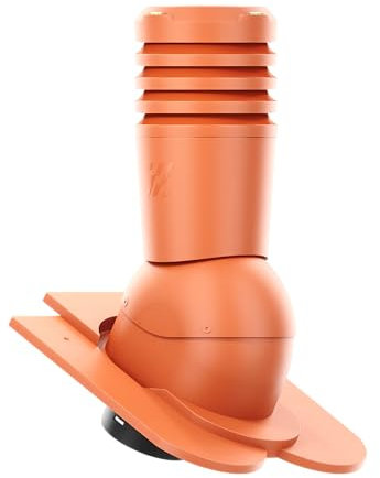 Entlüfterkamin KRONO-PLAST Ecoline Premium 125 für Biberschwanzziegel in Kronendeckung - Doppelrömer Dachziegel Lüfter Dachlüfter (Ziegelrot - RAL 8004)