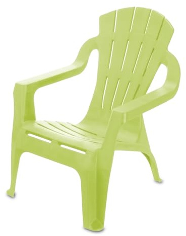 Sedia da giardino per bambini, in plastica, verde, robusta, per bambini, monoblocco, impilabile