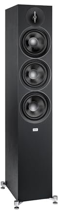ELAC Debut 3.0 DF63-BK - Black Ash Floor Speaker (Each) - 1-Inch Aluminum Dome Tweeter, 6.5-Inch Aramid Fiber Mid-Range and Dual Fiber Woofer