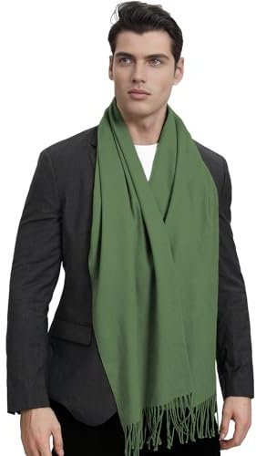 LYRIKER Schal Herren Winter Groß Halstuch Männer Schals aus Baumwolle Armee Grün