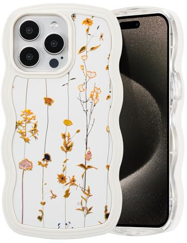 UEEBAI for iPhone 12 & 12 Pro Case, 6.1 Floral Wave Frame Cute Curly Anti-slip Flower Case with Aesthetic Pattern, TPU Slim Bumper Shockproof Protective Cover for Women Girls - Vine
