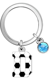 Casxyue Fußball Geschenke Schlüsselanhänger - Anfangsbuchstaben Fußball Stil Buchstabe Football Party Geschenke (D)