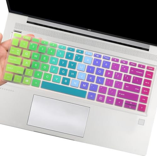 Silicone Keyboard Cover Skin for 14 HP Probook 440 G8 G9 G10 /HP Probook 445 G8 G9 G10/HP Probook 640 G7 G8 14 inch Laptop, 2023 2022 2021 New HP Probook 14 Keyboard Protector Cover Skin-Rainbow