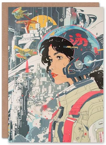 Artery8 Sci Fi Pilot Japanese Comic Book Style Futurism Blank For Him Or Her Art Birthday Card