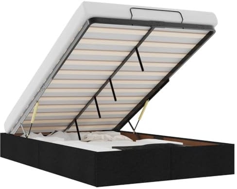 vidaXL Ottoman-Bett ohne Matratze Schwarz 120x200 cm Stoff, Bettrahmen, Bettgestell mit Stauraum, Polsterbett, Bettgestell, Bettrahmen mit Stauraum