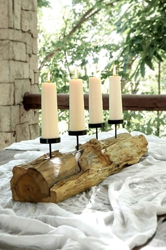 Deco Pleasure Teak Kerzenhalter Tara Kerzenständer Halter Ständer Holz Deko Teak Maße ca.: L70xB19xH18cm
