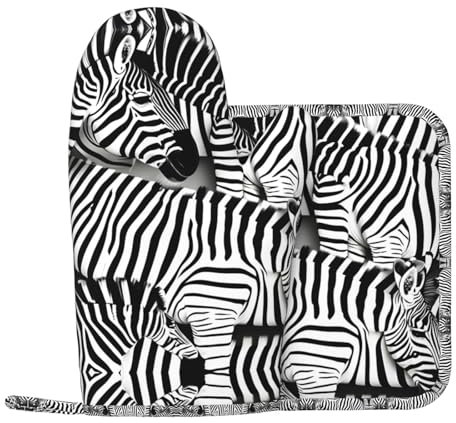 Zebra Silicone Oven Gloves and Pot Mat Cooking Multifunctional Oven Gloves Kitchen Supplies