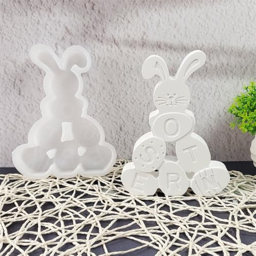 Moule en silicone en forme de lapin de Pâques - Moules en silicone pour Pâques - Printemps - Œufs de Pâques - Moule en plâtre pour Pâques - Moule en silicone pour Pâques - Moule en silicone pour