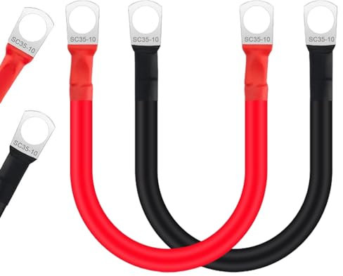 JULIK Autobatterie Batteriekabel 25mm2 30cm 2 Stück 12V 3AWG Auto Batterie Kabel starthilfekabel Massekabel Mit M10 Ringklemmen Batterien Verbindungskabel Kupferkabel für Auto Motorrad Kfz LKW Solar