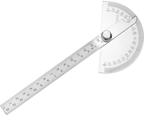 MINSHUXI 0-180 gradi goniometro angolare in acciaio inox, goniometro multifunzionale calibro di ricerca con righello di misura(140 x 200 mm)