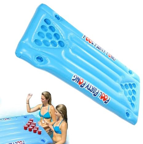 zwxqe Inflatable Beerpong Table, Floating Pingpong Air Mattress, Pool Party Lounge Raft, Fun Inflatable Pong Game for Adults, Perfect for Summer Parties and Water Games
