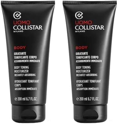 Collistar Crema Uomo Idratante Tonificante Corpo, Crema-Gel Fresca, Idratante e Rinfrescante, Effetto Tonificante, Assorbimento Immediato, Finish Asciutto, 200 ml (Confezione da 2)