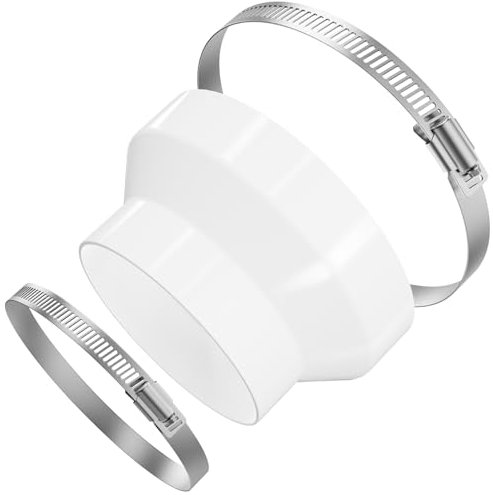 Hon&Guan 150mm a 100mm Reductor de Conducto Redondo con 2 Abrazaderas Tubo de Acero Inoxidable, Acoplador de Reducción para Campana Extractora, Conducto de Ventilación, Secadora, Aire Acondicionado