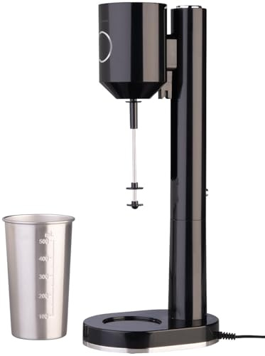 Rosenstein & Söhne shaker: Mixer per bevande, Bicchiere in acciaio inox da 500 ml, 2 velocità (frullatore per milkshake, mixer cocktail, frappè)