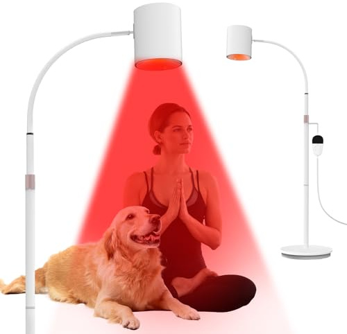 Nashine Red Infrared Lamp, 660nm&850nm&940nm Near Infrared Light Lamp with Stand 3 Mode, 3 Time 5 Brightness Infrared Light