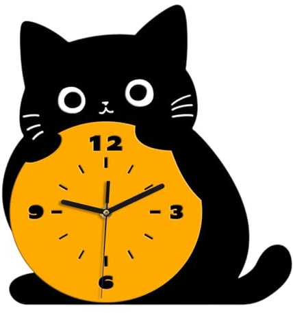 Gralara Orologio da tavolo a forma di gatto, decorazione per la casa, orologio da tavolo decorativo, semplice, unico ed elegante, per soggiorno, camera da