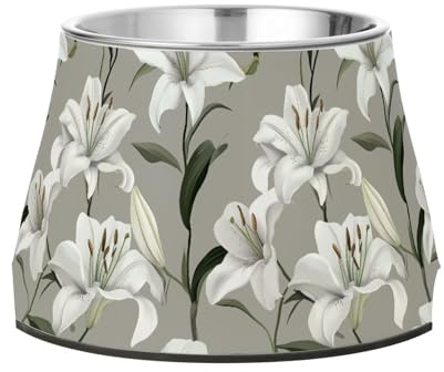 Sweet Lily Grey Futternapf für Haustiere, mit Ständer, Edelstahl, für langsames Füttern, Schnurrhaar, Müdigkeit