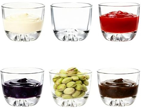 TOLASTO 6-Pack Small Glass Bowls, 105ml Dip Bowls, 2.7 in Ingredient Prep Bowl for Cooking,Small Glasses, Sauce Dish for Condiment, Spices, Starter - Dishwasher Safe