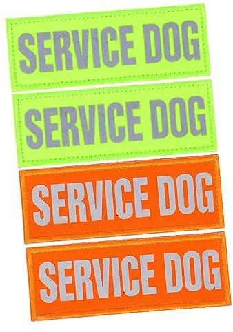MERRYHAPY 4 Stück Reflektierender Service Dog Patch Leichtes Strapazierfähiges Klett aufnäher Hundegeschirr Praktische Hunde dekoration für Training und Alltag Grün Orange