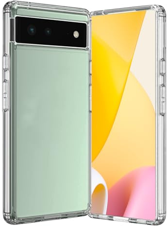 Handyhülle für Google Pixel 6 Hülle mit Kameraschutz, Stoßfest Kratzfest, Extrem Haltbarkeit Fallschutz Schutzhülle, Anti-Rutsch, Fingerabdruck, Unterstützt kabelloses Laden Pixel 6 Case, Transparent