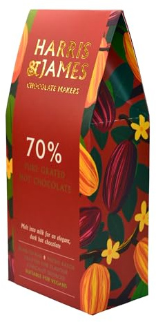 Harris & James Dark Hot Chocolate Flakes 70% Decadent Bean to Bar Luxury Hot Chocolate Flakes, Luxury Hot Cocoa, Luxurious Treat with All Natural Ingredients (6 servings)