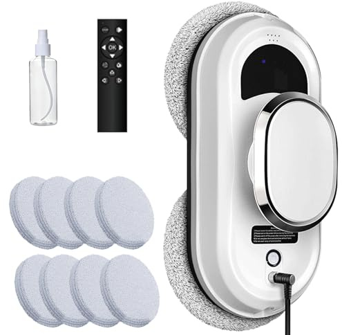 Window Cleaning Robot with 5600Pa Strong Suction, Intelligent Automatic Window Cleaner Robot with Safety System, Remote Control, Edge Detection, Smart Glass Cleaner Robot for Windows Glass Tiles