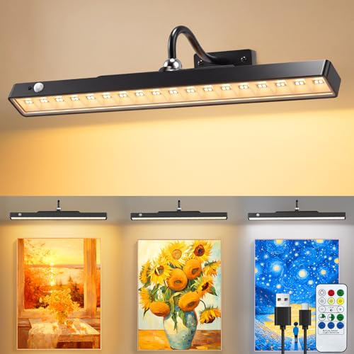 Lampada Da Parete Ricaricabile Senza Fili Per Quadri, 6000 Mah Batteria, Luci Led Applique Con 3 Temperature Di Colore, Telecomando, Lampada Da Parete A Batteria Per Quadri, Freccette, Gallerie D'Arte