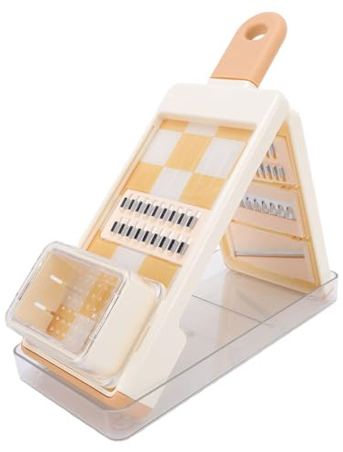 Keenso Picador de Verduras 4 en 1 Picador de Alimentos Manual con Recipiente ABS PET 304 Acero Inoxidable 10,5 X 29 Cm para Ensalada Cebolla Patata Zanahoria Preparación para la Cocina Casera