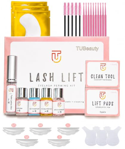 Kit completo per ciglia finte, kit completo tutto in 1, per extension professionali per ciglia, versione aggiornata con colla, sollevamento ciglia, arricciatura semi-permanente TUBeauty
