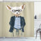 ABAKUHAUS Hipster Duschvorhang, Kühle Fennec mit Ohrringe, Stoffliches Gewebe Badezimmerdekorationsset mit Haken, 175 x 180 cm, Pale Khaki Mehrfarbig
