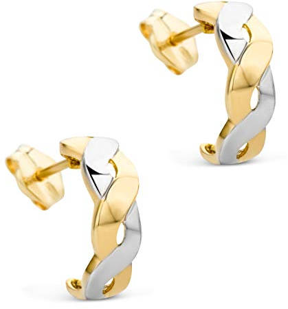 Orovi Damen Ohrringe Bicolor Gelbold und Weißgold geflochtene Ohrhänger 14 Karat (585) Gold